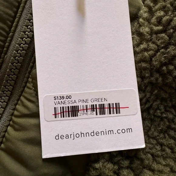 Dear John VANESSA QUILTED SHERPA JACKET PINE GREEN - Picture 5 of 5